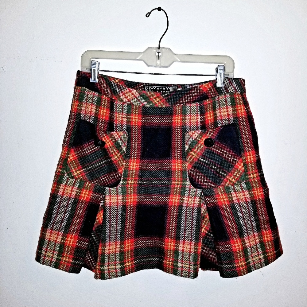 L.A.M.B Tartan Wool Skirt
